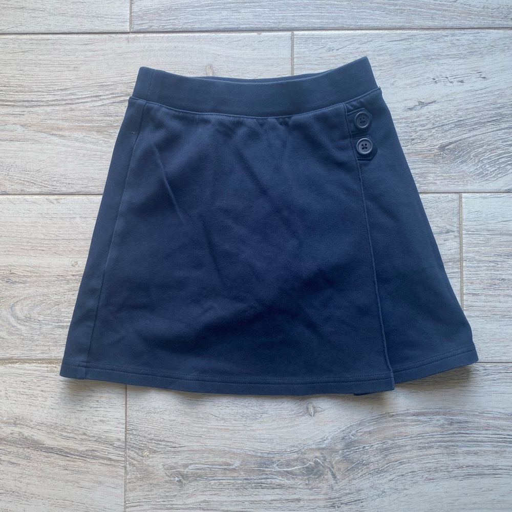 Girls Navy Blue Skirt With Hidden Shorts, 7/8